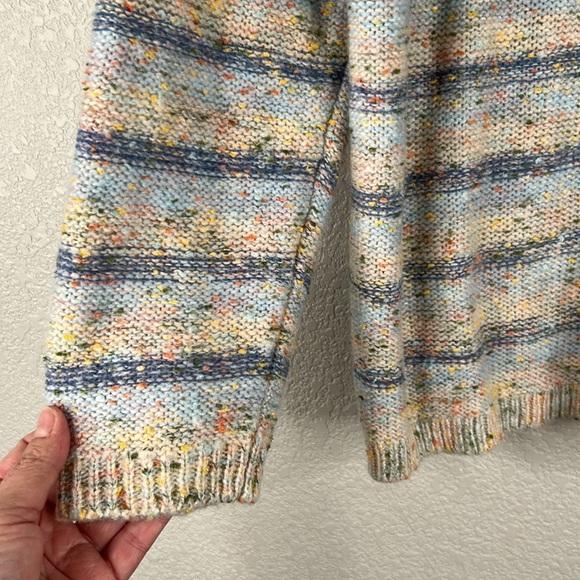 Blair Blue & Cream Multi-Colored Speckled Striped Long Sleeve Sweater Size Large - Picture 2 of 5